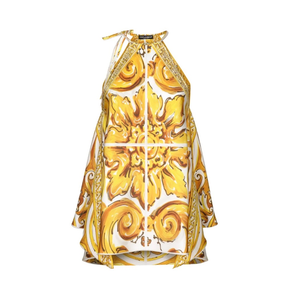 Dolce & Gabbana Yellow and White Baroque Blouse